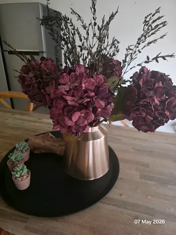 Artificial Hydrangea Arrangement in Modern Metallic Vase with Tray , Damac Hills 2