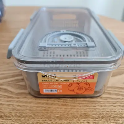Clear Plastic Fridge Food Storage Container with Venting Lid