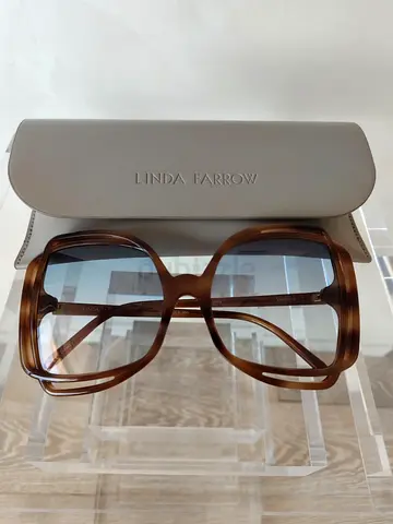 Linda Farrow Oversized Brown Square Sunglasses with Case