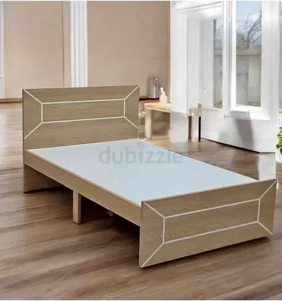 Single wooden bed frame with headboard and footboard — light oak finish