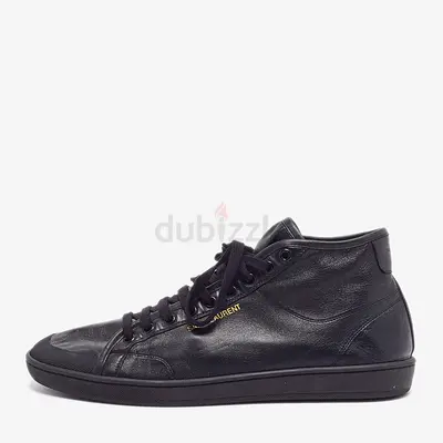 Saint Laurent Court Classic Size 43+ Black Leather Lace Up Sneakers