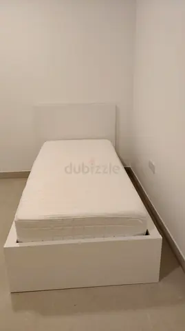 Ikea Single white bed frame with mattress