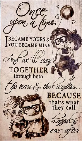 Wooden ‘Once Upon a Time’ Wall Art Poster - Upcycled Rustic Couple Print