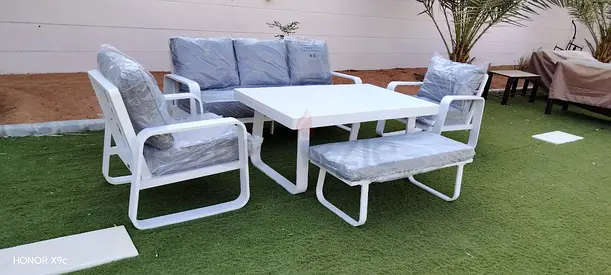 modern white aluminum outdoor patio furniture sets with gray