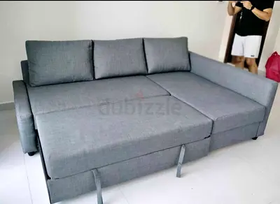 Grey L-shape Sofa Bed with Storage — Convertible and Comfortable