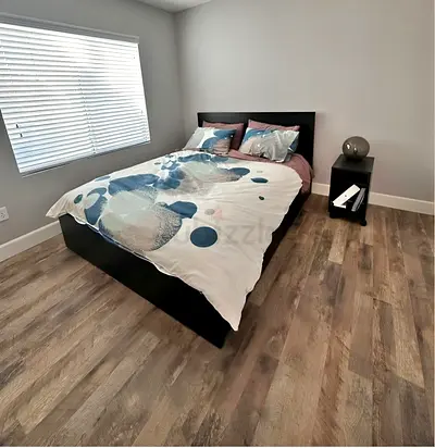 Ikea Queen-size black Malm bed frame including Ikea Queen-size Mattress