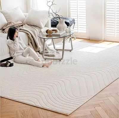 Large Neutral Textured Area Rug — Modern Minimal Design