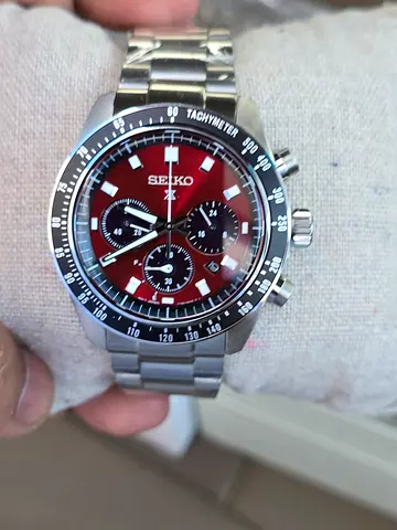 Brand New Seiko Prospex Speedtimer Watch - Red Dial,  Sealed and Unused