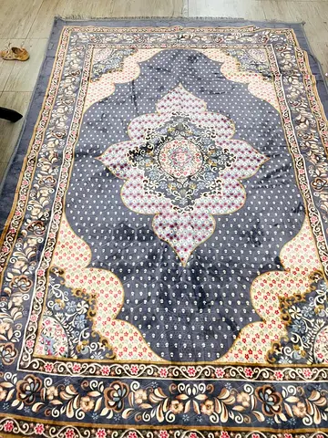 Used Persian-style Area Rug - 200x140cm, Grey Floral Design
