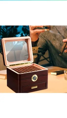 Cigar humidor, cedar wood cigar box, with hygrometer