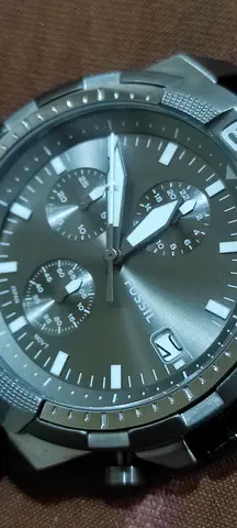 Fossil mens chronograph watch - stainless steel, working condition