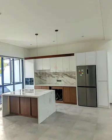 Custom MDF Kitchen Island with Solid Wood Top and Integrated Storage