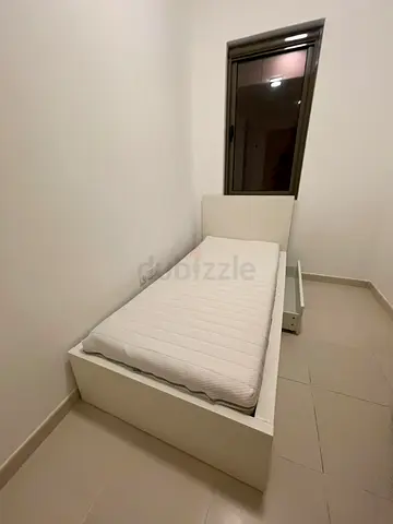 Ikea Single white bed frame with mattress and storage drawer