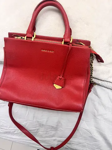 Charles and keith tote handbag with multiple compartments
