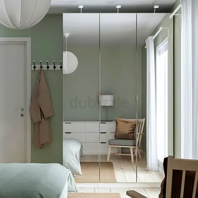 Ikea mirrored wardrobe — 3-door bedroom closet in excellent condition