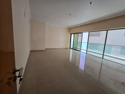Two-bedroom apartment in Al Majaz 3 with balcony, two master rooms, free AC, parking, gym, pool and wardrobes, rent AED 65,000 yearly.