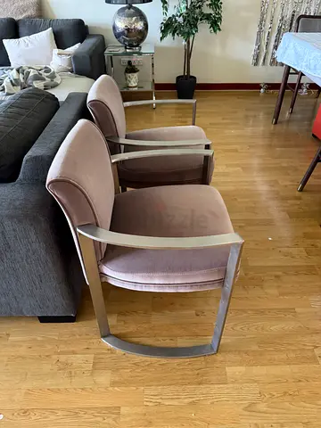 Pair of Modern Upholstered Accent Chairs with Metal Frame