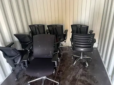 Set of 7 Black Ergonomic Office Chairs — Used, Good Condition