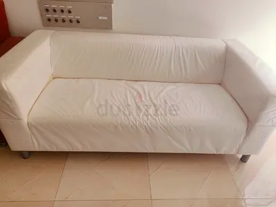 Simple 2-seater White Fabric Sofa — Good Condition