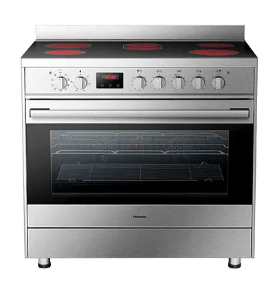 Stainless Steel Electric Range with Oven - 4 Burner Ceramic Hob