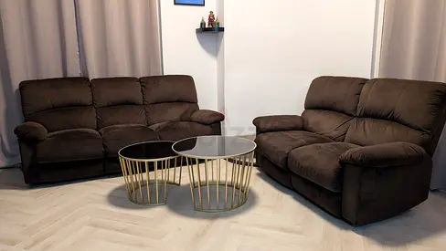 3-seater and 2-seater Reclining Sofa Set with Nesting Coffee Tables