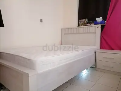 Single Bed Frame with Mattress and Matching Nightstand - Light Wood