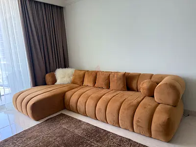 Camel Curved Modular Sofa - Left Chaise, perfect condition 300*180