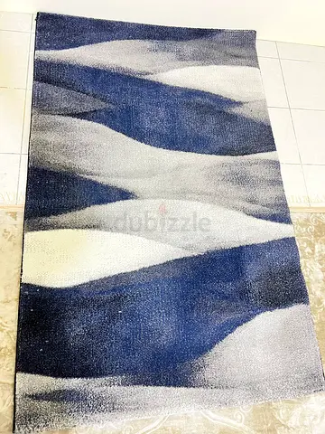 Blue and Grey Abstract Modern Area Rug - Good Condition