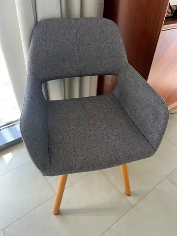 Grey Fabric Dining/Accent Chair with Wooden Legs