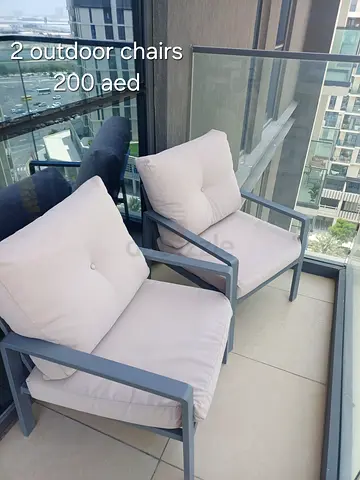 Set of 2 Outdoor Balcony Chairs with Cushions - Good Condition
