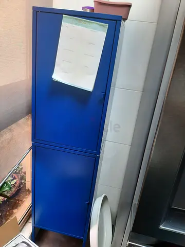 Blue Metal Storage Cabinet / Cupboard - 2 Door