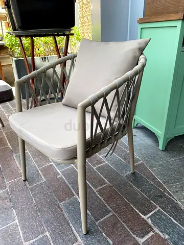 Half price—Outdoor/Wicker Style Dining Armchair with Cushions - Beige restaurant furniture seatings