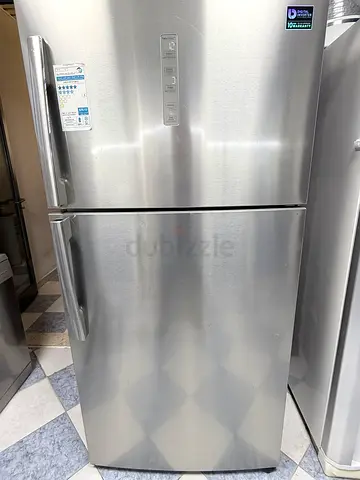 Stainless Steel Double Door Bottom-Freezer Refrigerator - Good Condition