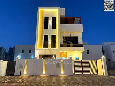 Luxury villa for sale in Al Amrah | 3014 sq ft | Two floors + roof | 6 master bedrooms | Majlis and living room | Modern kitchen | Private pool + secu