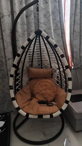 Hanging Egg Swing Chair with Cushion - Brown/Black