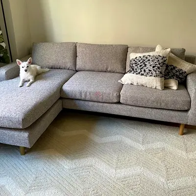 West Elm L Shape Sofa Light Grey L-Shaped Fabric Sofa with Chaise (3-Seater)