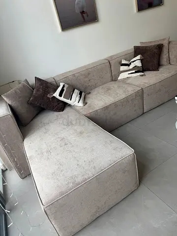 For free L-shape beige fabric corner sofa