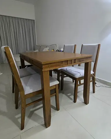 Trio 4-Seater Wooden Dining Set (Dark Walnut)