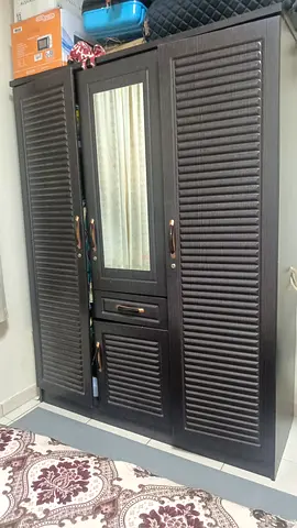 Dark Brown 3-Door Wardrobe with Mirror and Drawers