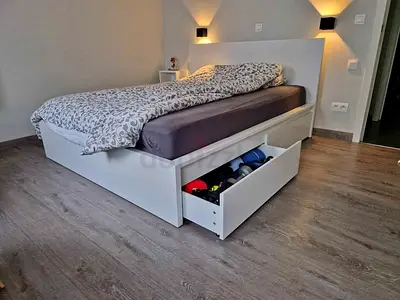 Ikea King White Malm bed frame including Ikea King Mattress