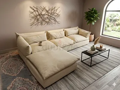 Marina home feather 🪶 filled beige color lshape sofa for sale