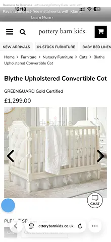 Blythe Upholstered Convertible Cot (Pottery Barn Kids) - White