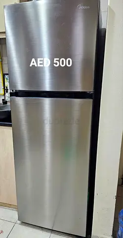 Midea Silver Double-Door Refrigerator - 500 AED (Good Condition)