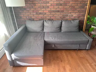 Grey L-shaped Sofa with Chaise - Good Condition