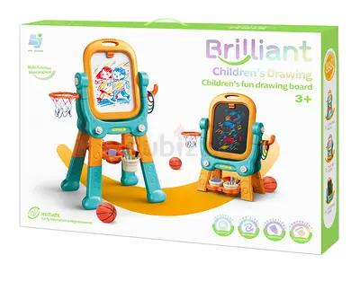 Kids 2-in-1 Adjustable Drawing Board with Basketball Hoop (3+)