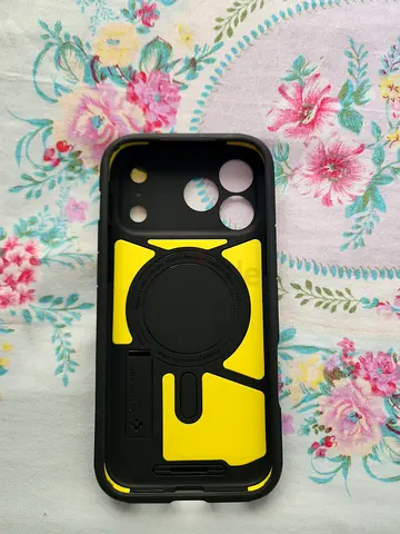 Iphone 17 pro max case Rugged yellow  black protective phone case with MagSafe-style ring