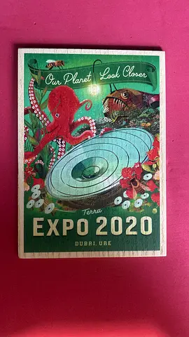 Expo 2020 Dubai Wooden Souvenir Plaque — Vintage Style