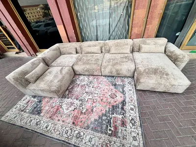 The One Original Sofa Excellent Condition Large Modular L-Shaped Fabric Sofa — Beige, Good Condition