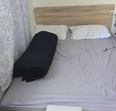 Wood-effect Headboard Double Bed with Mattress