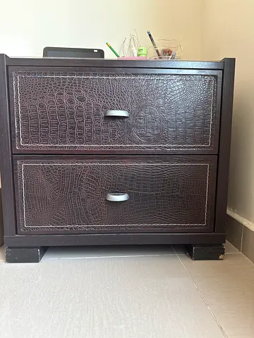 Dark Brown 2-Drawer Nightstand / Bedside Cabinet